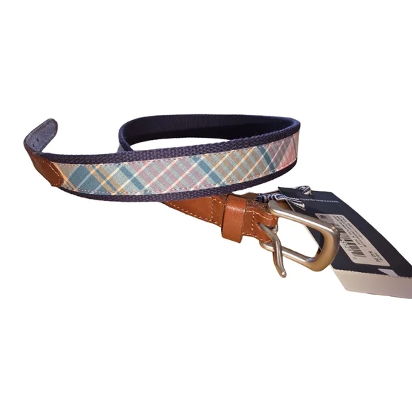 Vineyard Vines MADRAS PLAID CANVAS CLUB COLOR: CAYMAN PLAID 39 SIZE:L Belt New - Picture 2 of 9